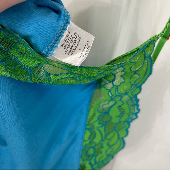 Blue and Green Lace Trim Cami Top JOSIE Vintage - Picture 9 of 9